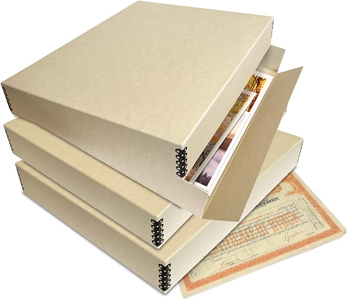 Lineco Museum Archival Storage Box, Drop Front, 17.75x22.75x3 in, Tan | Acid-Free with Metal Edge, Preserves Picture Longevity, Organize Photos, Newspapers, Prints, Documents, Crafts, DIY - Image 6