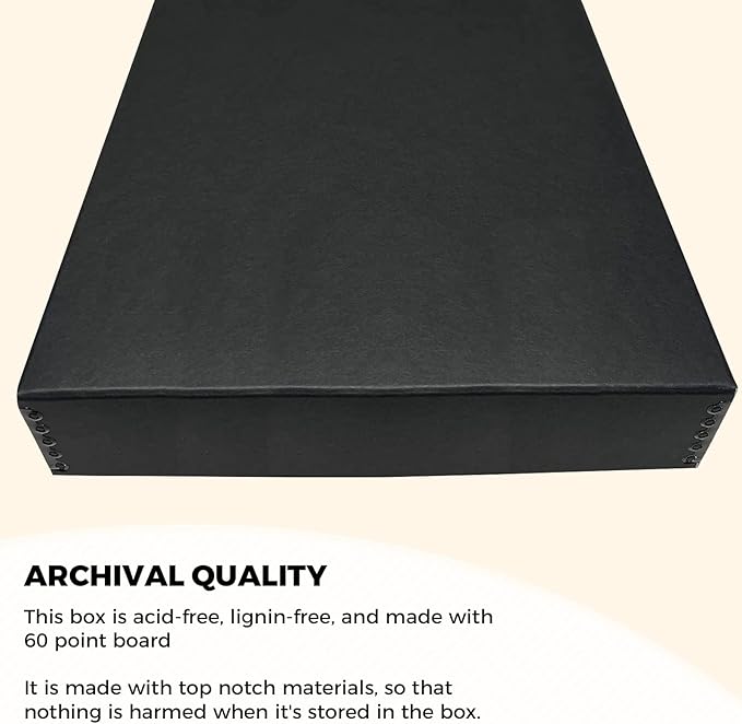 Golden State Art, Drop Front Archival Storage Box, 14.75"x18.75"x3"-Black | Acid-Free 14x18 Museum Photo Storage Box with Metal Edge, Preserve Documents, Prints, Poster, Photographs, Arts And Crafts - Image 5