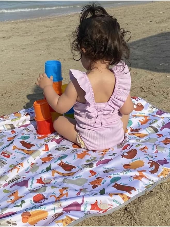 Waterproof High Chair Splat Mat – Machine Washable Floor & Table Protector for Baby Feeding, Art & Crafts, Outdoor Use (Zoo, 57x59 Inch) - Image 8