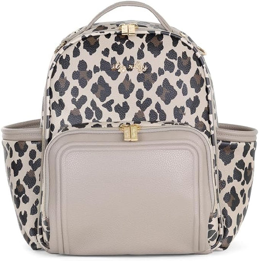 Itzy Ritzy Mini Diaper Bag Backpack - 10 Pockets w/Changing Pad (Leopard) | Chic Mini Plus Diaper Bag with 2 Insulated Bottle Pockets, Key Lanyard, Wipeable Changing Pad, Grab-Top Handle & Rubber Feet by Unknown