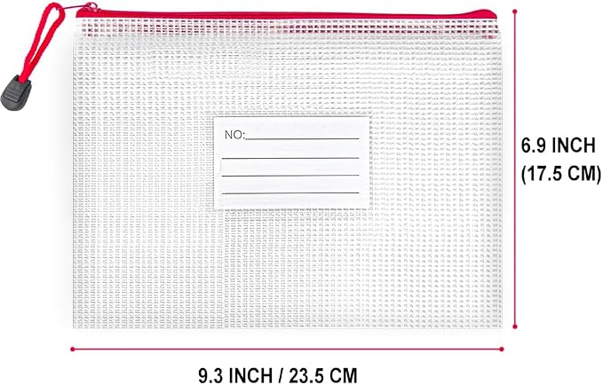 BOPART 24pcs Small Mesh Zipper Pouch Bags 9.3x6.9 Inches Plastic Zip File Bags A5 with Label Pocket for Home Office Supplies, Board Game Storage, Puzzle Bags for Organizing - Image 2