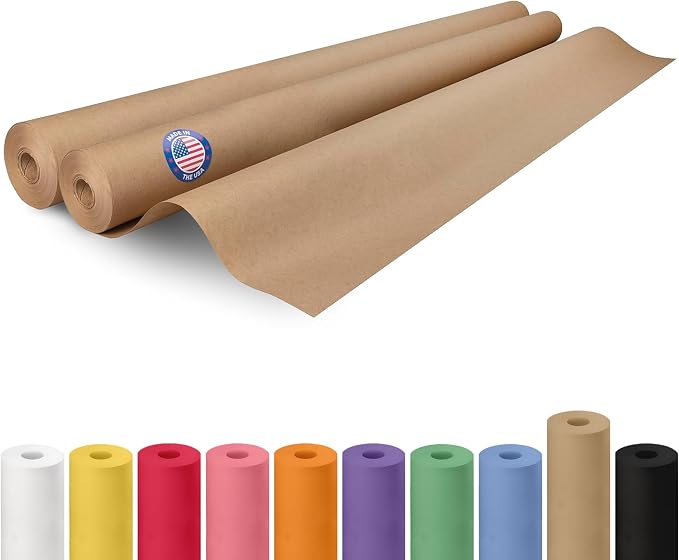 Brown Kraft Paper Roll 48" x 2160" (180 feet), Pack of 2 - USA-Made Brown Packing Paper 30lb Thickness for Moving, Shipping, Crafts/Arts - 100% Recycled Natural Wrapping Material by IDL Packaging by IDLPackaging