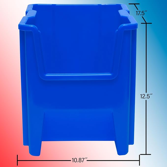 Akro-Mils 13014 Stak-N-Store Stackable Storage Bins, Heavy Duty Garage Storage Containers, Open Front Plastic Organizer for Tools, Shelves, Closet Organizer, 17-/12" x 11" x 12-1/2", Grey, 4-Pack - Image 3