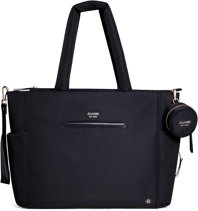 JuJuBe New Utility-Strap Tote Bag, Large Diaper Bag with Portable Changing Pad, Travel Bag for Boy or Girl, Carrying Baby Essentials, Bottles, Wipes, Diapers, Pacifiers, Black - Image 4