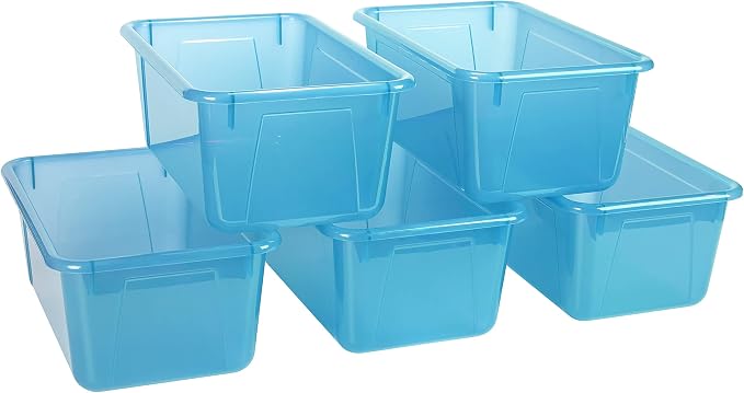 Storex Small Cubby Bin, 12.2 x 7.8 x 5.1 Inches, Candy Teal, 5-Pack (62480U05C) by Storex