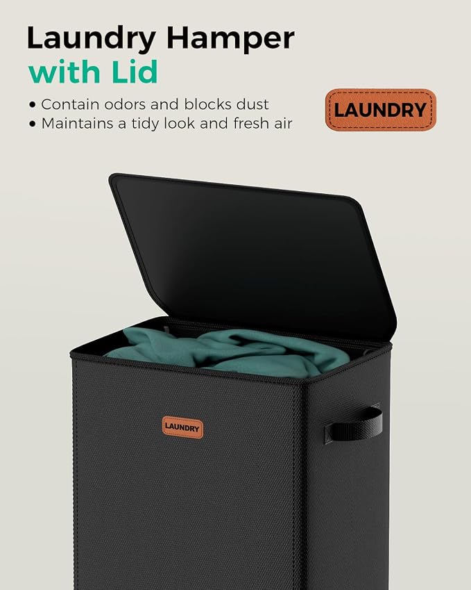 100L Large Capacity Laundry Hamper, Collapsible Laundry Basket Space-Saving, Clothes Hamper with Lid and Removable Bag for Bathroom Bedroom Laundry Room Dorm - Image 4