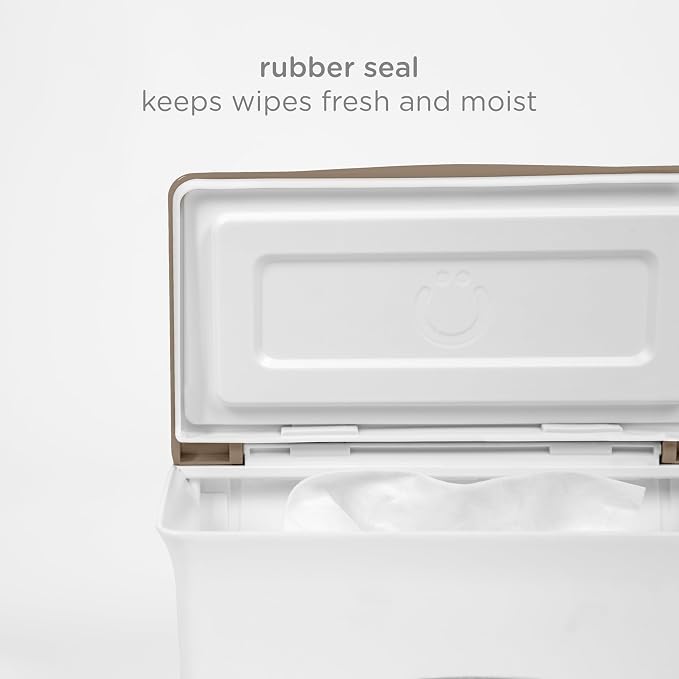 Ubbi Baby Wipes Dispenser with Weighted Plate, Taupe (Pack of 12) - Image 4