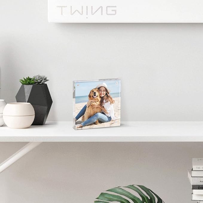 5x7 Acrylic Frame 3 Pack,20MM Thicker Frameless Clear Picture Frames | Freestanding Double Sided Magnetic Picture Frame,Acrylic Picture Frames for Desktop Display with Microfiber Cloth,Gift Ideal - Image 6