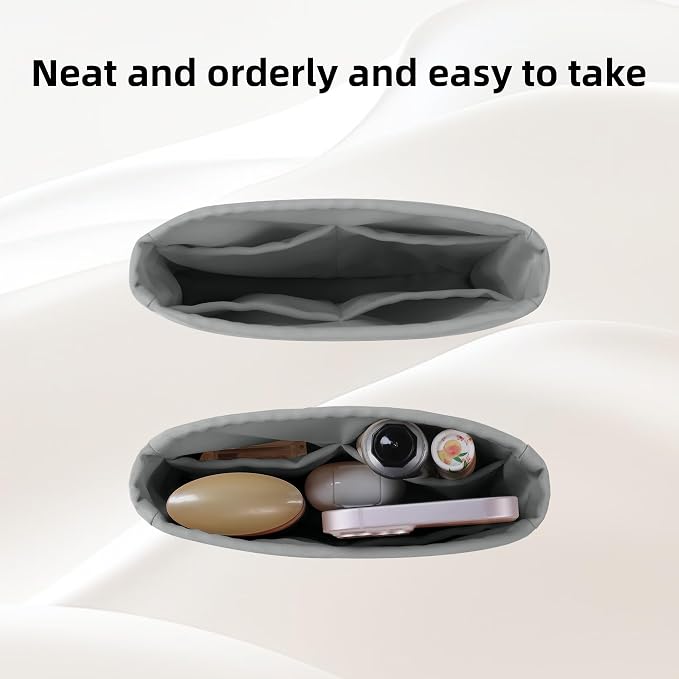DGAZ Silk Purse Organizer Insert for Evelyne Bag(Pearl gray,GM) | Soft and Lightweight,Perfect Fit,Multi-pocket Storage,Bag Protector,Luxury Bag Care,Handmade,for Smooth Bag Organizer - Image 5