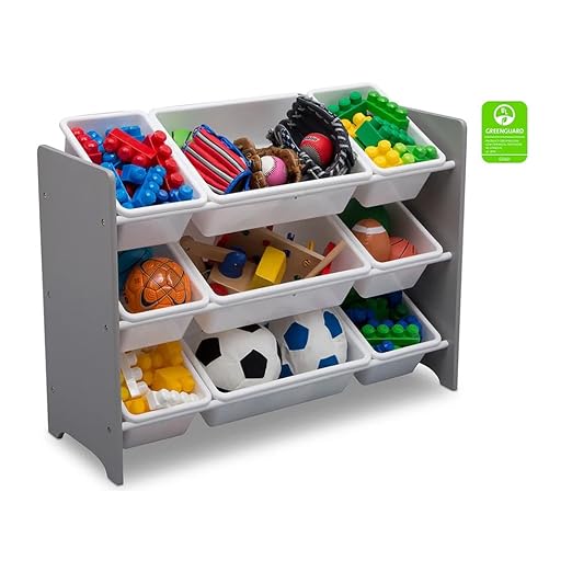 Delta Children MySize 9 Bin Plastic Toy Organizer - Greenguard Gold Certified, Grey - Image 5