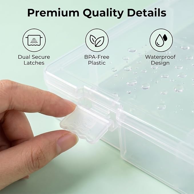 Scrapbook Paper Storage 12x12 Inch, 6 Pack Scrapbook Organizer with Secure Latch, Clear Stackable Plastic Paper Storage Box for File, Photo, Craft, Puzzle, Office Supply, Vinyl Sheet - Image 3