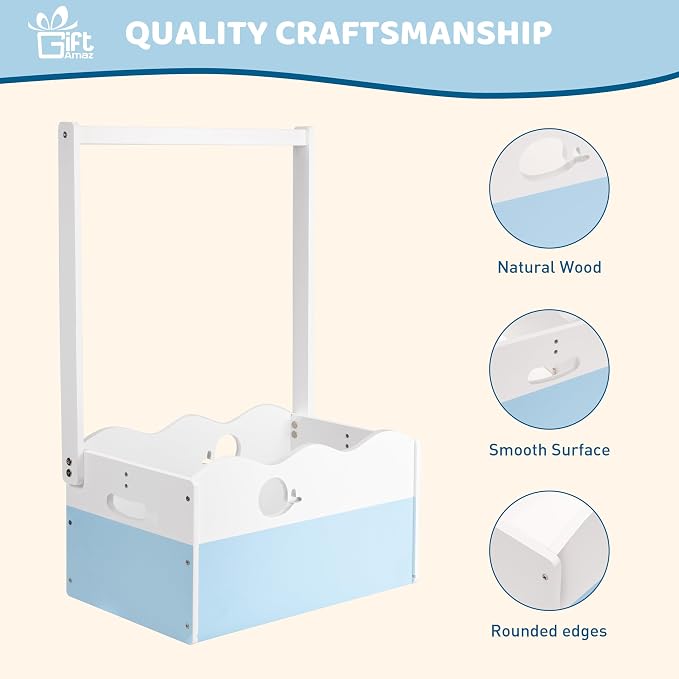 GiftAmaz Blue Wooden Baby Shower Crate Closet, Baby Storage Crate with Handle, Baby Shower Gifts Basket, Baby Welcome Box for Newborn Boys, Pregnancy Gifts for New Parents - Image 7