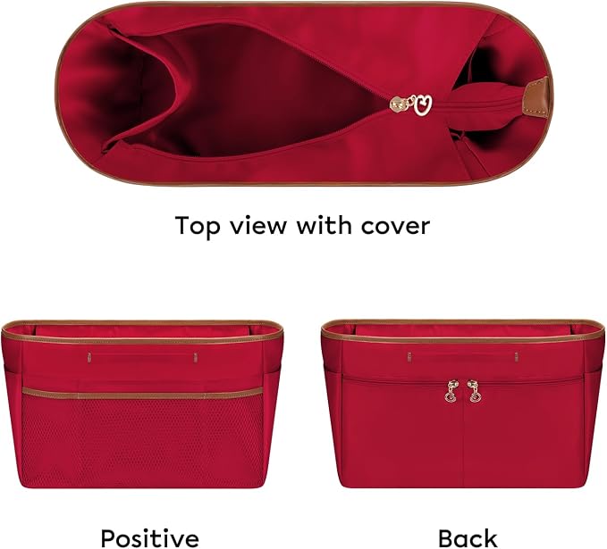 GIVLEFLY Purse Organizer Insert for Tote Bag, 9.84 Inch Satin Bag Organizer with Zipper Top, Multi Pocket Handbag Organizer - Image 8