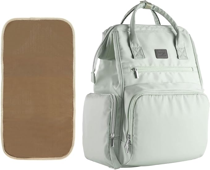 Diaper Bag Backpack with Wet/Dry Pocket, Changing Pad, 24L Green | 9 Pockets, 2 Insulated Bottle Pockets & Rear Opening for Organizing, Stroller Straps & Luggage Sleeve for Travel by Unknown