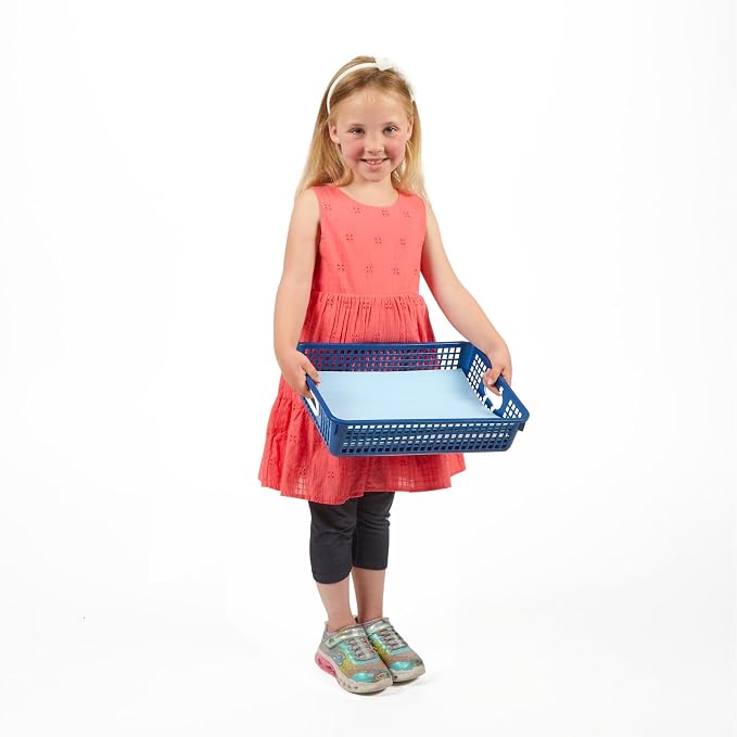 Really Good Stuff Small Desktop Paper Storage Baskets, 14" x 10" x 3.25" | 6-Pack, Navy, Versatile Storage Solution for Classroom, Home & Office, Storage, Multi-Purpose - Image 5