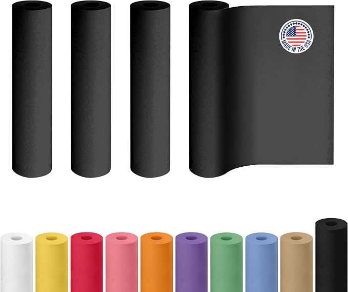 Black Paper Roll 24" x 1200" (100 feet), Pack of 4 - USA-Made 50lb Thick Kraft Paper for Packing, Shipping, Wrapping, Crafts, Arts, Birthday Party - 100% Recycled Gift Wrap Material by IDL Packaging by IDLPackaging