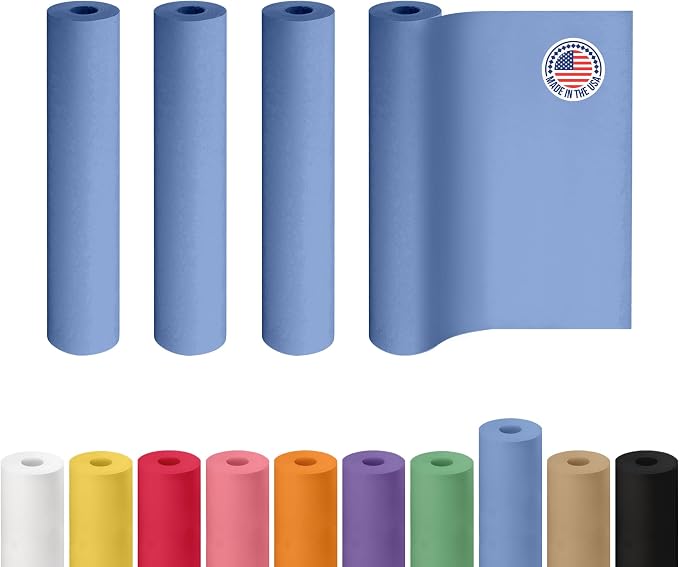 18" x 1200" (100 ft) Blue Kraft Paper Roll, Pack of 4 - USA-Made Quality Craft Paper for Gift Wrapping, Kids' Arts & Crafts, School Projects - 100% Recycled, 50 lb Natural Material by IDL Packaging by IDLPackaging