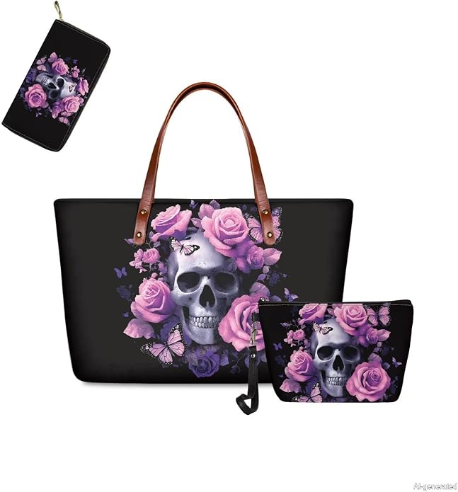 GIFTPUZZ Women Top Handle Bags Handbags with Zipper Leather Wallet Cash Card Phone Holder and Makeup Bag Set 3pcs - Image 6