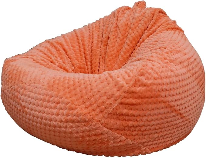 Soft Bean Bag Chair Cover No Filler Sofa Cover Storage Washable Bean Bag Cover Organizing Children Plush Toys for Living Room Bedroom (Orange, 3 feet-39.3"*39.3"*23.6") by Huamengoo