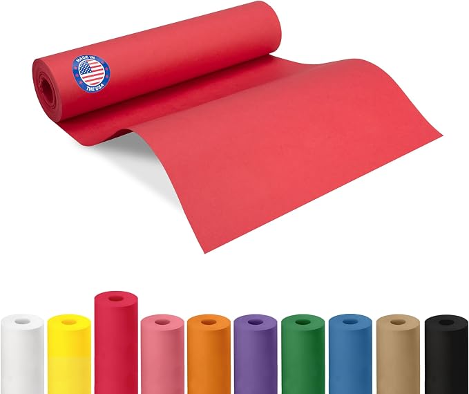 12" x 1200" (100 feet) Red Kraft Paper Roll - USA-Made Quality Craft Paper for Gift Wrapping, Kids' Arts & Crafts, School Projects - Natural Material 50lb Thickness by IDL Packaging by IDLPackaging