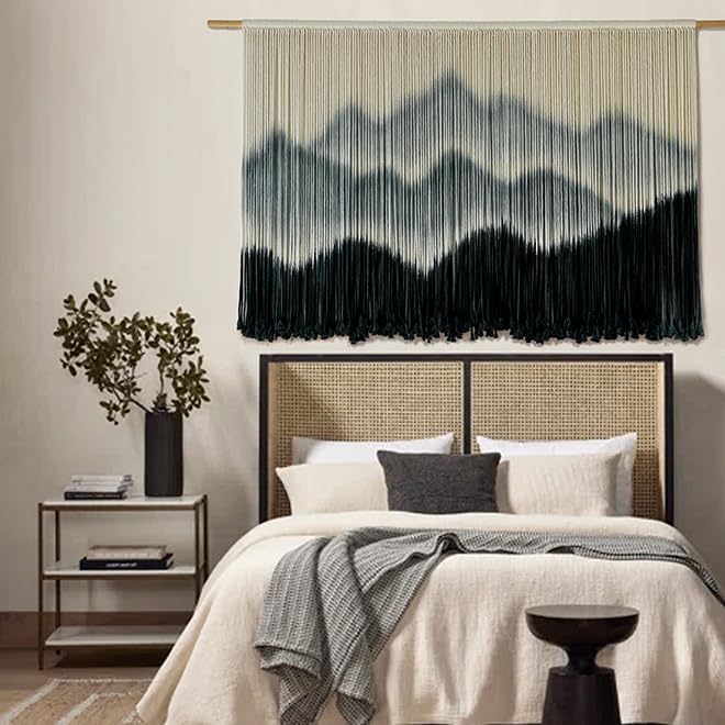 IOWER Macrame Wall Hanging Mountain Dip-Dyed Macrame Wall Decor Large Modern Fiber Art Boho Wall Decor 57" Wx35 L | Brown Home Accent, Modern Decor, Farmhouse Style, Rustic Interior, Office Decor, Dorm Room Decoration, Housewarming Gift - Image 2