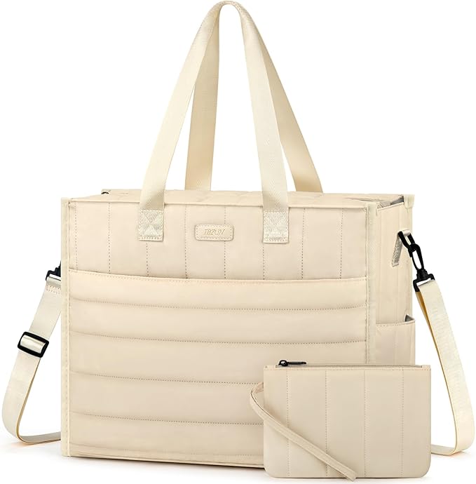 IBFUN Utility Tote Bag with 24 Pockets, Large Teacher Travel Tote for Women | Large Work Tote Bag 2pcs with Zipper for Travel Daily School Teacher Nurse, Large Lightweight Laptop Shoulder Bag Handbag by IBFUN