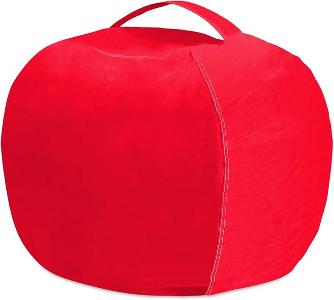 Posh Stuffable Kids Stuffed Animal Storage Bean Bag Chair Cover - Childrens Toy Organizer, Medium 27" - Solid Red - Image 7