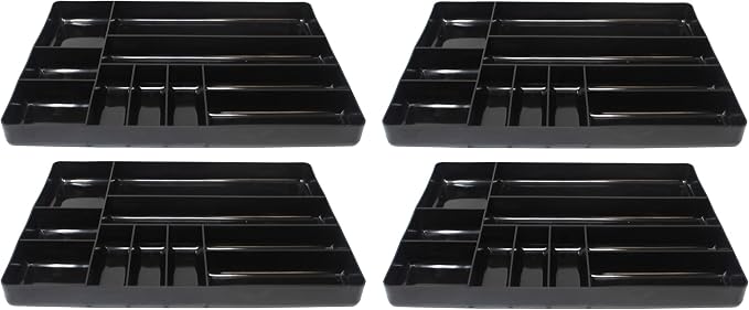 JSP Manufacturing Black Stackable Lightweight 10 Compartment Organizer Tray (4) by JSP+Manufacturing