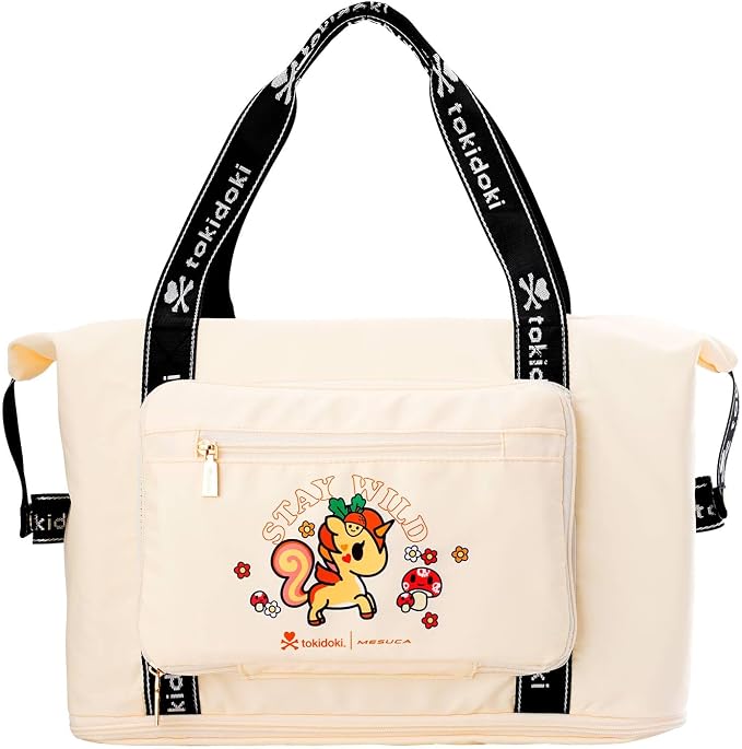 Tokidoki Unicorno Foldable Duffle Bag for Travel, 40L Expandable Weekender Bags with Trolley Sleeve Overnight Bags for Travelling by Tokidoki