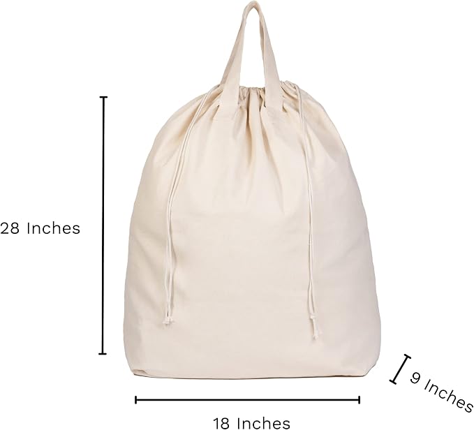 Heavy Duty Laundry Hamper Bags - Extremely Sturdy, Durable Canvas Replacement Laundry Hamper Liner - Works for Round & Square Hampers with Drawstring Closure (3 Pack) - Image 2
