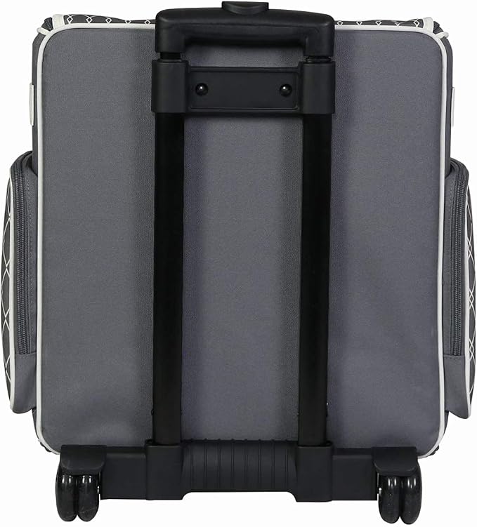 Everything Mary Rolling Scrapbook Storage Tote – Grey/White Diamond Craft Case for Paper, Binders, Beads, Scissors & Supplies – Telescoping Handle with Dual Wheels - Image 7