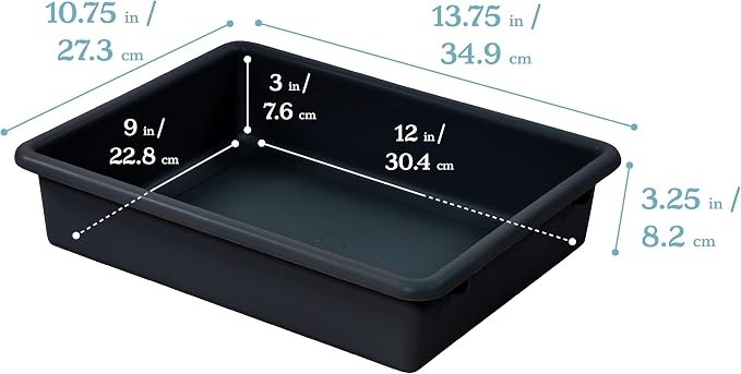 ECR4Kids Letter Size Plastic Tray Organizer with Lids, Small, Storage Bins, Black, 10-Piece | Durable plastic, GREENGUARD Gold Certified, 2 gallon capacity, stackable/nestable, easy-lift lids, classroom & home use - Image 2