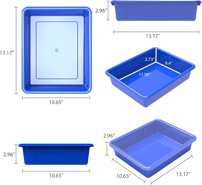Storex Letter Size Flat Storage Tray – Organizer Bin with Non-Snap Lid for Classroom, Office and Home, Assorted Colors, Pack of 5 (62534U05C) - Image 11