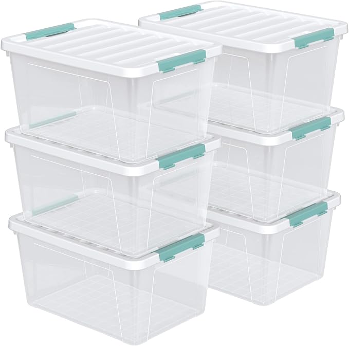 Gainhope 6 Pack 35 L Clear Plastic Storage Bin, Latch Storage Box with Lid - Image 7