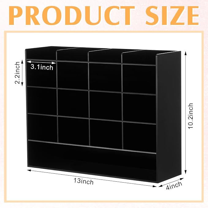 MotiMind Acrylic Pen and Marker Organizer for 200 Markers | 17 Compartments, Vertical Marker Pencil Organizer, Acrylic Pen Display Holder, Art Supply Storage for Desk Stationery, Clear - Image 2