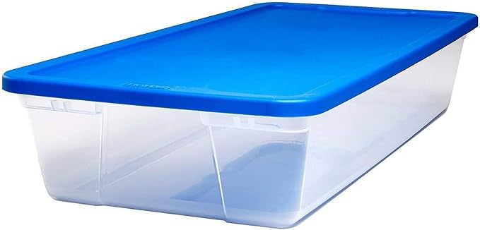 HOMZ 2-Pack Snaplock, Large Clear Plastic Storage Organizer Bins w/Lids, 41 Quart, Blue - Stackable Container Boxes for Bedroom, Bathroom, Garage, and Office Organization - Image 9