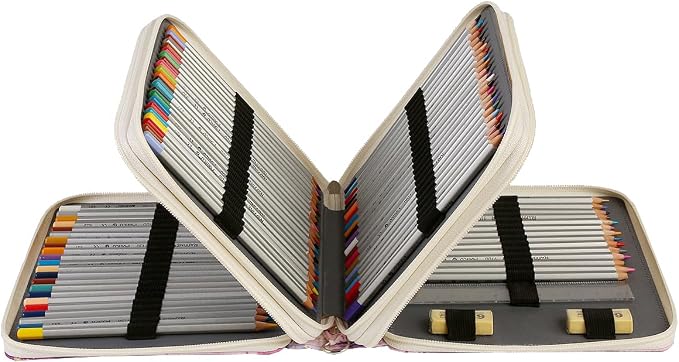 120 Slots Colored Pencil Case Organizer, 3 Layer Bag | Twill Oxford fabric,127 elastic loops,detachable handle,for travel, home storage,drawing tools,creative gifts - Image 2