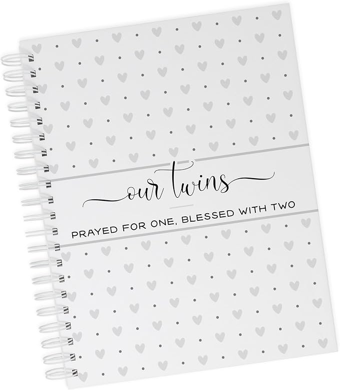 Personalized Twin Pregnancy Journal - Hardcover Pregnancy Memory Book Customized with Babies’ Names, Nicknames or Phrase - Prompted Journal for New Moms (Gray Hearts) by Unknown