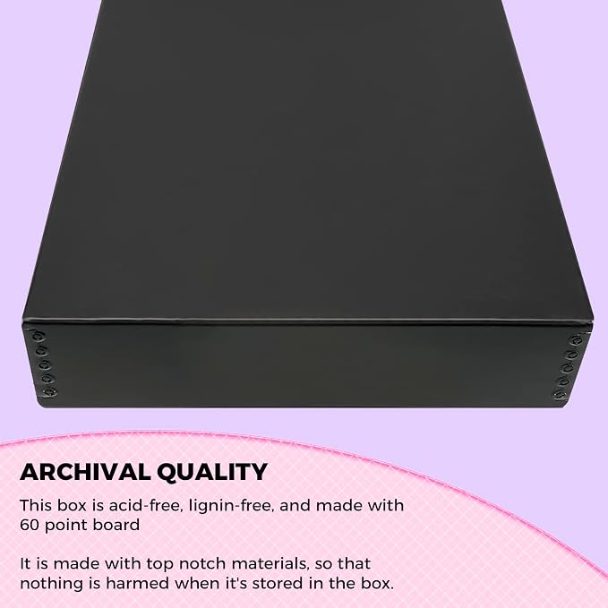 Golden State Art, Drop Front Archival Storage Box, 9.75"x12.75"x3"-Black | Acid-Free 9x12 Museum Photo Storage Box with Metal Edge, Preserve Documents, Prints, Poster, Photographs, Arts And Crafts - Image 5