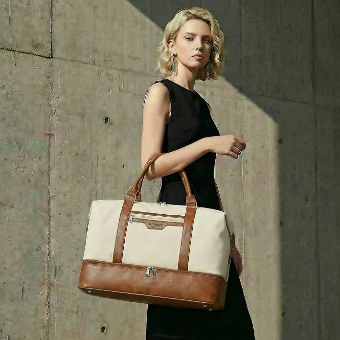 Women's Weekender bag Travel Duffel Bag with Shoe Compartment 21-inch Airline-Approved Carry-On, 2-Piece Overnight Bag Set Personal Item Luggage - Image 2