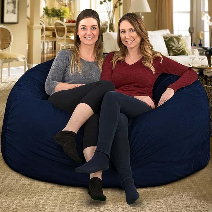 ULTIMATE SACK | 5 Ft Bean Bag Chair Replacement Cover Only | Navy Fur | Removable Washable Cover only - Image 8