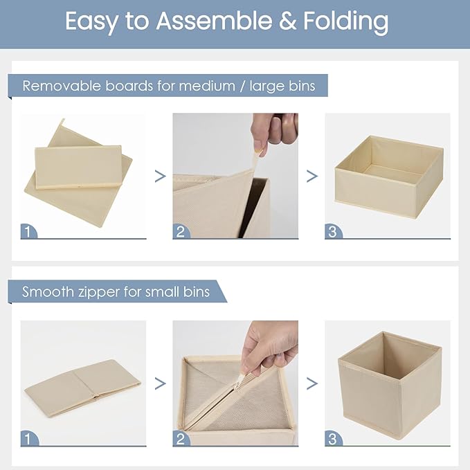 Drawer Organizer Clothes,16 Pack Underwear Drawer Organizers, Foldable Closet Organizers and Storage Dresser Drawer Dividers Clothing Organizer for Clothes, Socks, Scarves, Bra, Ties (Beige) - Image 5