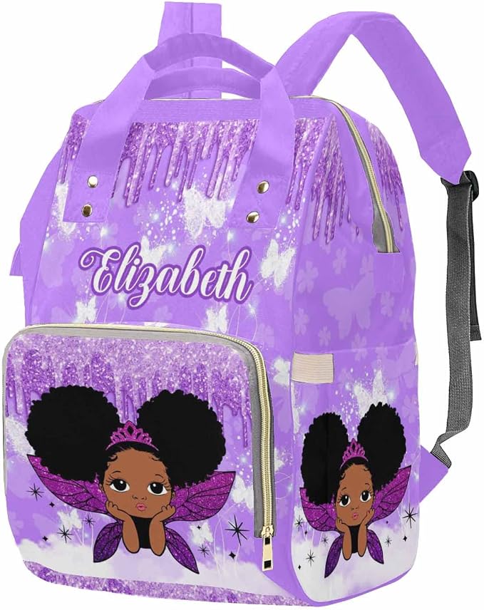 MyPupSocks Diaper Bag Personalized with Name, Multifunction Custom Diaper Bag Nursing Baby Bags Nappy Bag for Baby Girl Boy, Large Capacity Shoulder Bag Casual Daypack Travel Backpack for Mom by MyPupSocks