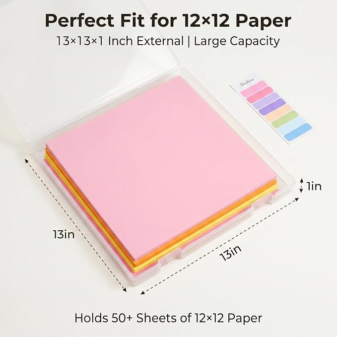 Scrapbook Paper Storage 12x12 Inch, 6 Pack Scrapbook Organizer with Secure Latch, Clear Stackable Plastic Paper Storage Box for File, Photo, Craft, Puzzle, Office Supply, Vinyl Sheet - Image 2