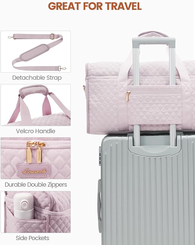 LOVEVOOK Travel Duffle Bag - Weekender & Overnight Bag with Toiletry & Wet Pocket, Carry-On Size, 3pc Set - Image 5