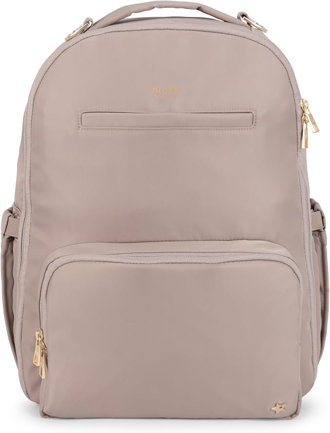 JuJuBe New Classic Diaper Bag Backpack with Portable Changing Pad, Stroller Straps, Large Travel Backpack for Boy or Girl, Carrying Baby Bottles, Wipes, Diapers, Pacifiers, Taupe, Mother's Day Gift by JuJuBe