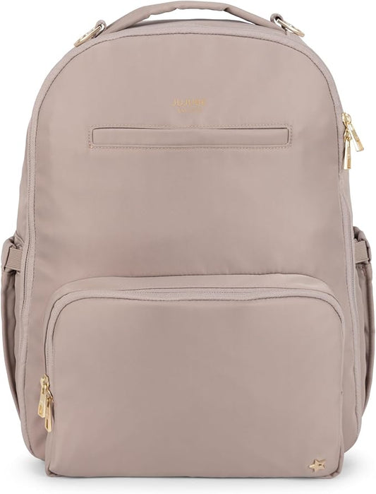 JuJuBe New Classic Diaper Bag Backpack with Portable Changing Pad, Stroller Straps, Large Travel Backpack for Boy or Girl, Carrying Baby Bottles, Wipes, Diapers, Pacifiers, Taupe, Mother's Day Gift by JuJuBe