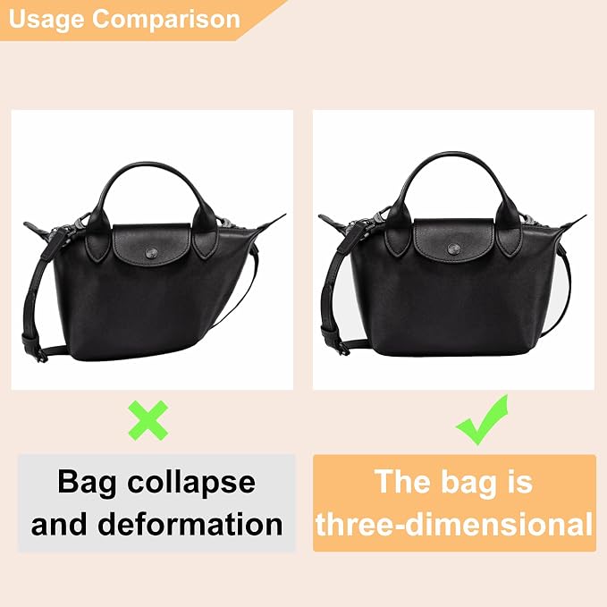 Small Purse Organizer Insert for Handbags, Felt Neverfull BB Organizer Insert,Mini Tote Bag Organizer with Zipper Pocket, Fit Neverfull BB Longchamp Xtra Energy S and More, Beige-XS - Image 4