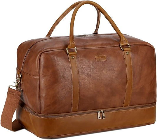 Baosha Vegan Leather Large Travel Duffel Tote Bag Carry On Weekender Overnight Bag With Shoe Compartment HB-38 by Baosha