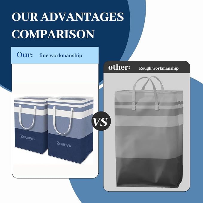 6 Pack Large Laundry Hamper Collapsible Clothes Basket Storage Bin, Waterproof Fabric Long Handles Tall Laundry Basket, Suitable for Laundry, Bedroom, Bathroom (Blue,75L×6) - Image 5